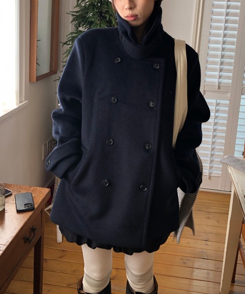 FAVORITO ピーコート pコート ダブルブレストメルトンジャケット