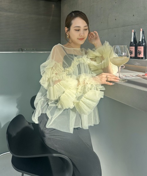 ANDRESD ドレス デコラティブチュールトップス / decorative tulle