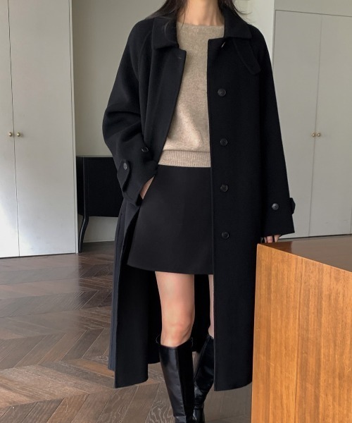 FAVORITO コート チェスターコート リボンロングスタンドカラー