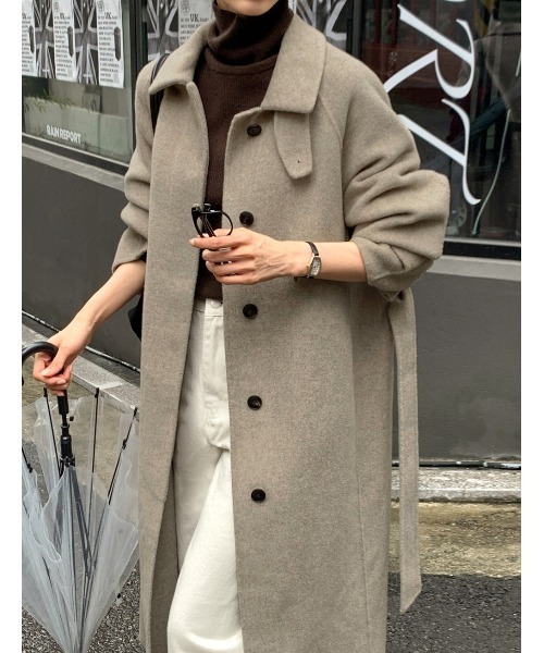 FAVORITO コート チェスターコート リボンロングスタンドカラー