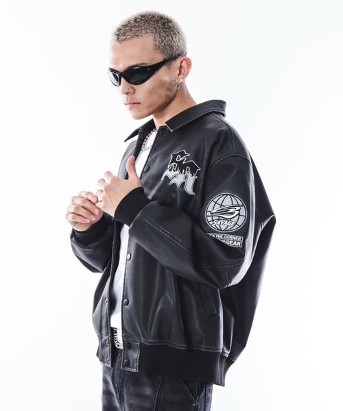 SHORT ROUND スタジャン SHORTROUND/PUグラフィックスタジャン メンズ