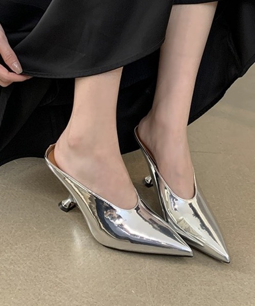 サンダル ポインテッドトゥ斜めヒールミュール レディース : ZOZOTOWN