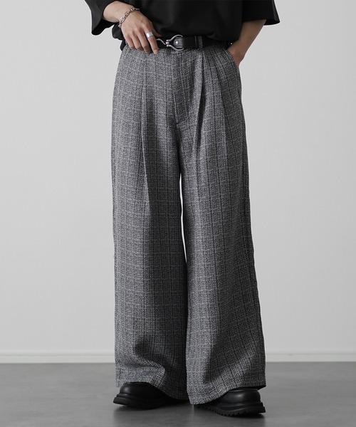 パンツ 総柄サマーツイードワイドバギーパンツ「セットアップ可能