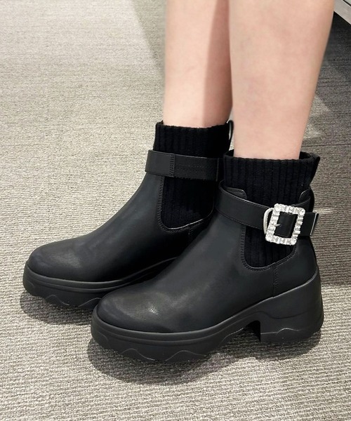 diana（プラスダイアナ） ブーツ 「撥水加工」クリスタルバックル