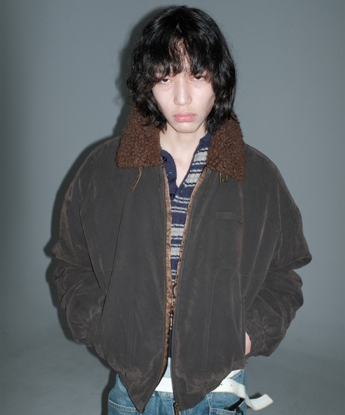 MASONPRINCE コート ジャケット 襟ボア スタンドカラー スエード