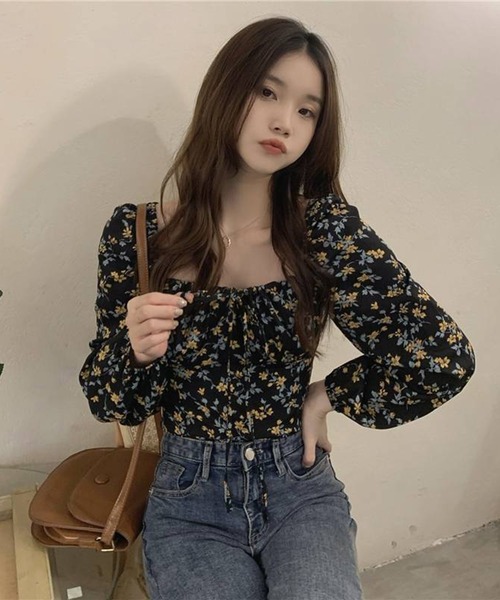 pumpkin port（パンプキンポート） ブラウス シャツ 花柄 スクエア