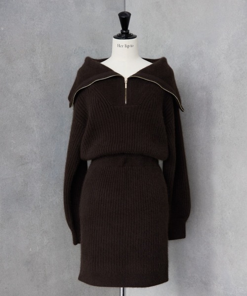 Her lip to ワンピース Half Zip Knit Mini Dress : ZOZOTOWN Yahoo!店