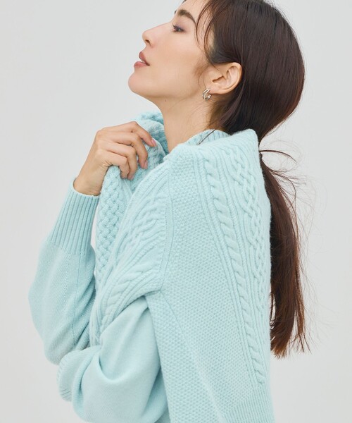 23区（ニジュウサンク） カーディガン カシミヤブレンド ケーブル