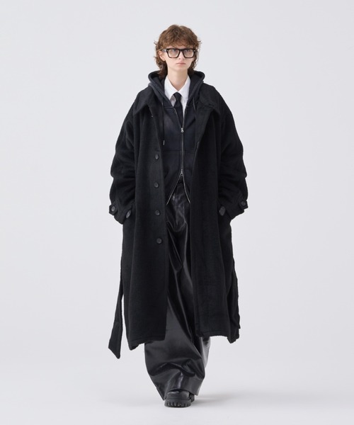 soerte ステンカラーコート コート Wool Blend Shaggy Over Coat