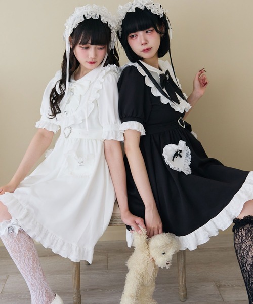 DearMyLove ワンピース ハートポケットリボンフリルワンピース