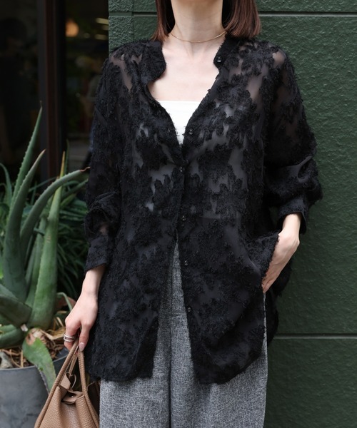 sakishimatokyo ブラウス シャツ ジャガードフラワーブラウス / シアー