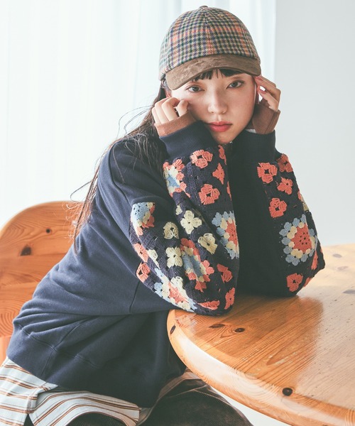 niko and…（ニコアンド） トレーナー スウェット クロシェコンビプル