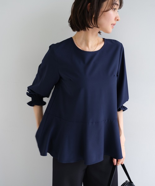 evernavy ブラウス シャツ ペプラムブラウス レディース : ZOZOTOWN