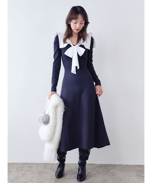 SNIDEL（スナイデル） ワンピース セーラーカラーニットワンピース