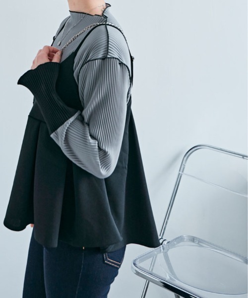 キャミソール ストレスフリーで華やか見え。「mochiz ele」プリーツ