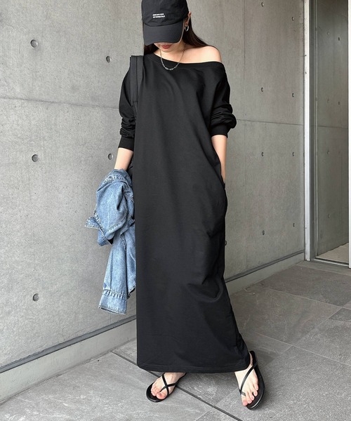 andme（アンドミー） ワンピース オフショルダースウェットワンピース
