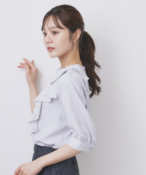 index（インデックス） ブラウス シャツ ロールカラーアシメフリル