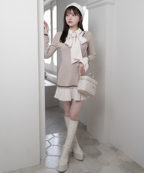 LIP SERVICE（リップサービス） ワンピース シャツドッキングプリーツ