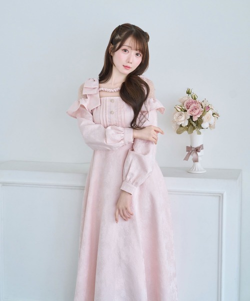 Rose Muse（ロゼミューズ） ワンピース Lace switching jacquard dress