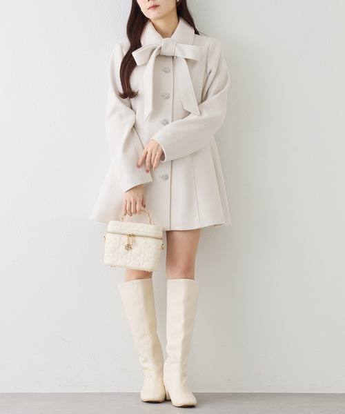 one after another NICE CLAUP ステンカラーコート コート リボン