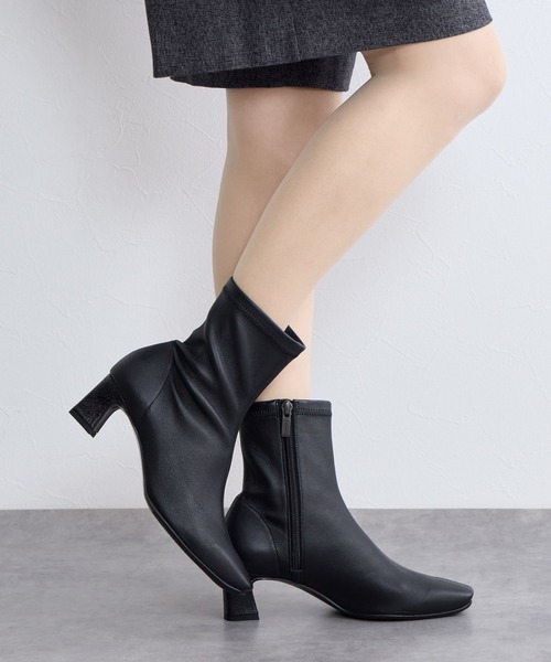 HIMIKO ブーツ 「Made in Japan」「撥水」5cmヒールシープレザー