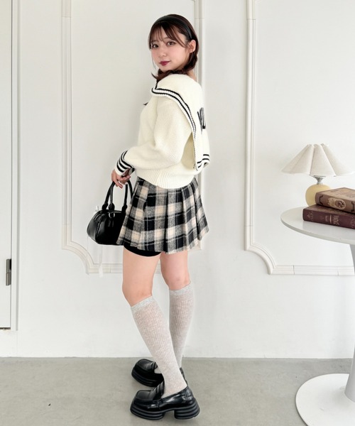 Loueme カーディガン ロゴジャガードセーラーカーディガン レディース