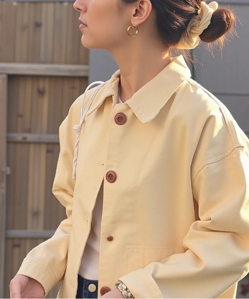 cammie ブルゾン アウター フロントボタン襟付きジャケット レディース