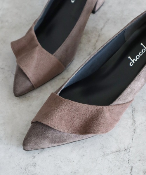 パンプス ポインテッドトゥ ラッフルフリルパンプス「日本製