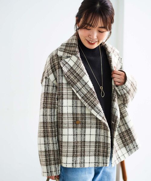 le.coeur blanc（ルクールブラン） ピーコート pコート ループチェック