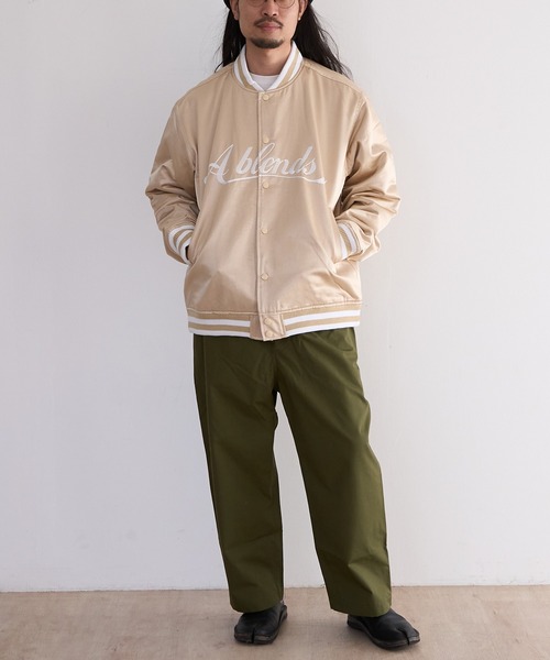 A blends スタジャン サテン スタジアムジャンパー メンズ : ZOZOTOWN