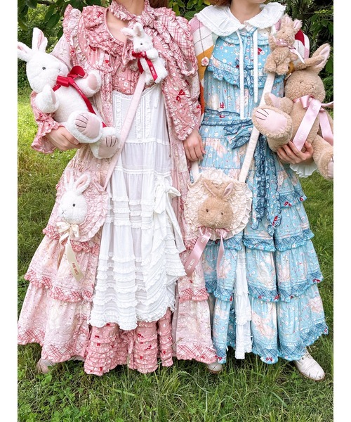 PINK HOUSE（ピンクハウス） ワンピース バラ園うさぎプリントヨーク