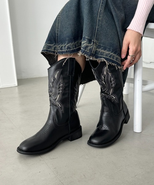 CLEA ブーツ ウエスタンロングブーツ レディース : ZOZOTOWN Yahoo!店