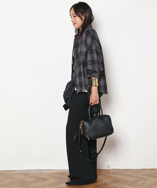 AP STUDIO ブラウス シャツ クロップドチェックシャツ レディース