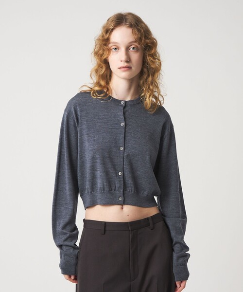 6 カーディガン 「6(ROKU)」ウール クロップド カーディガン