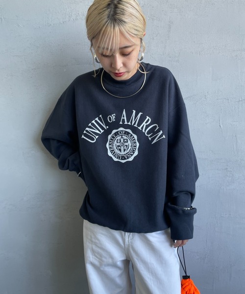 AMERICANA（アメリカーナ） スウェット カレッジロゴプリント クルー