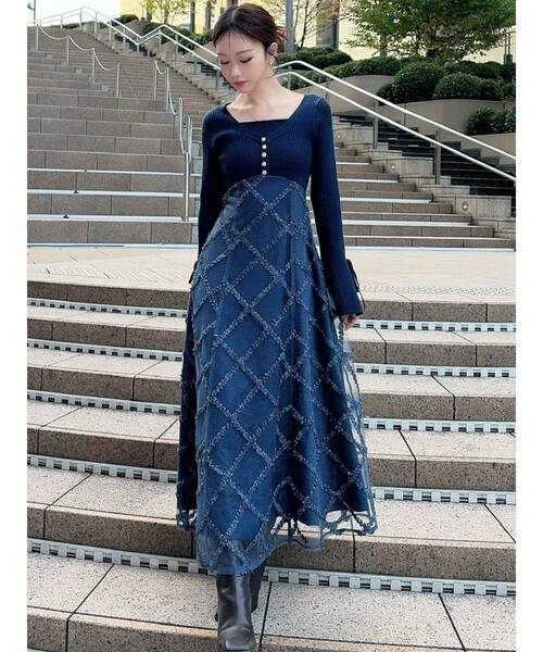 RESEXXY（リゼクシー） ワンピース ドッキングニットフレアワンピース