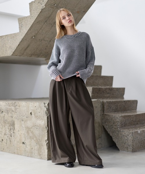 ASTRONOMY セーター ニット 5ゲージ畦編みピグメントニット メンズ