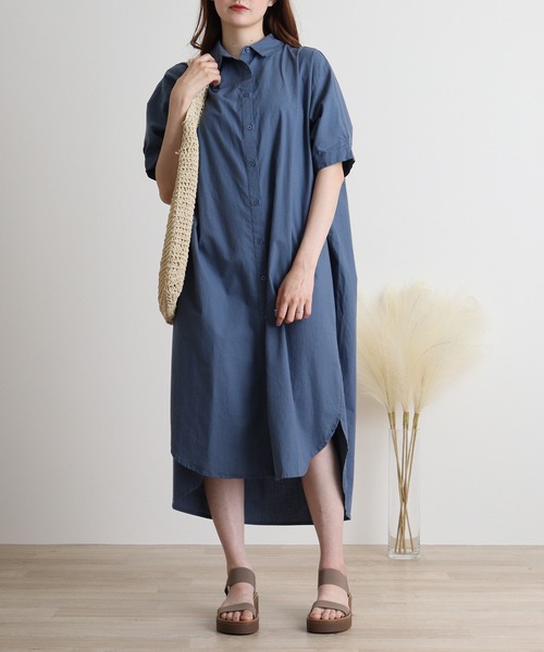 mitis（ミティス） ワンピース コットンポプリンオーバーサイズシャツ