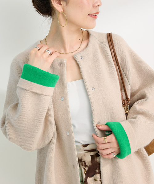 B.C STOCK（ベーセーストック） カーディガン 2層スムース編みロング