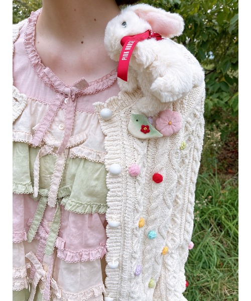 PINK HOUSE（ピンクハウス） ブローチ 幸見うさぎぬいぐるみコサージュ