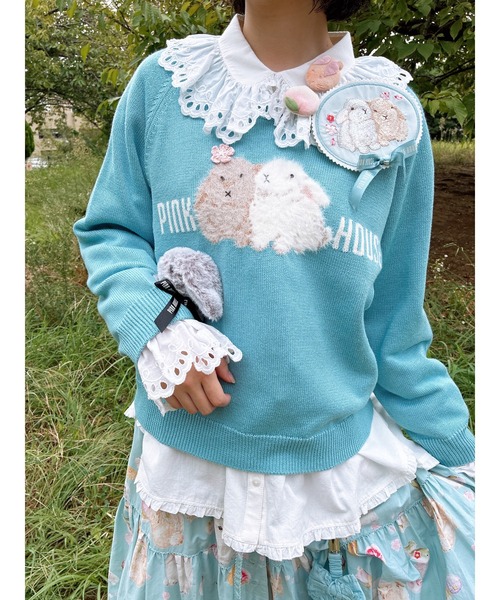 PINK HOUSE（ピンクハウス） ブローチ 幸見うさぎぬいぐるみコサージュ