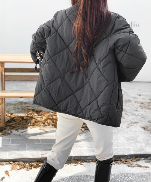 ジャケット ノーカラージャケット 着回し力抜群 中綿入りノーカラー