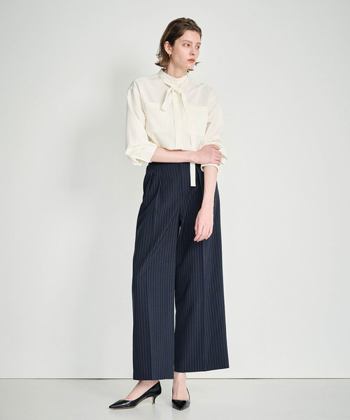 N.O.R.C ブラウス シャツ ウォッシャブル2WAYバンドカラーシャツ