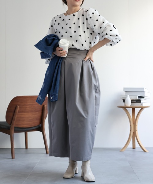 ap retro ブラウス シャツ オーガンジーフロッキードットブラウス