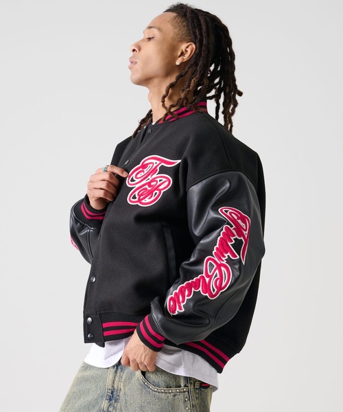 FUBU（フブ） ブルゾン アウター FB ロゴ 刺繍 長袖 フェイクレザー