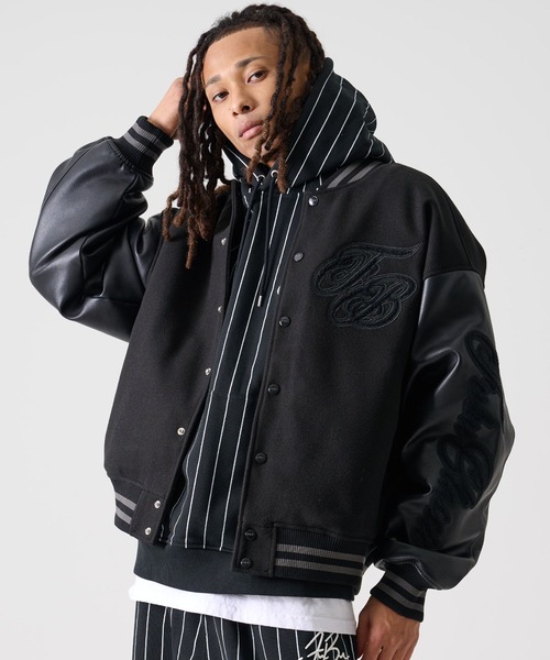 FUBU（フブ） ブルゾン アウター FB ロゴ 刺繍 長袖 フェイクレザー