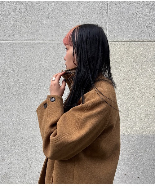 コート アウター チェック柄 スタンドネック ハーフコート FD24W275