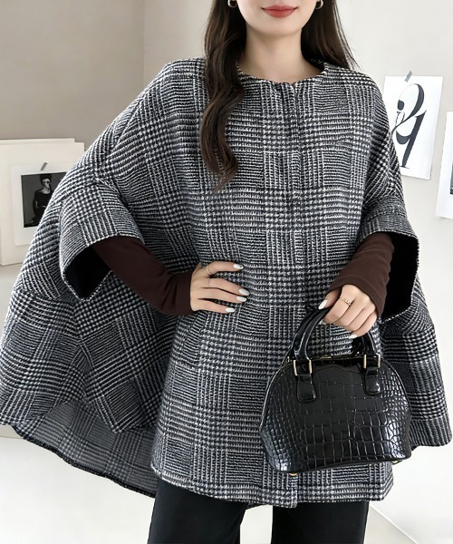 コート アウター 千鳥格子柄ケープコート レディース : ZOZOTOWN Yahoo