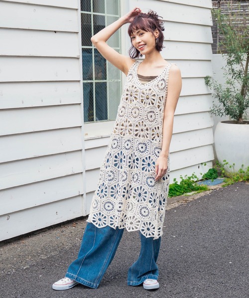 anap mimpi（アナップミンピ） ワンピース クロッシェ編み ロング