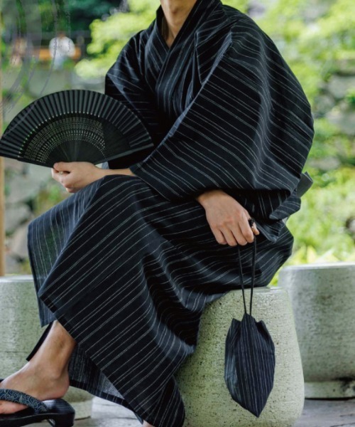 浴衣 6点セット（浴衣+帯+内帯+巾着+扇子+下駄） メンズ : ZOZOTOWN